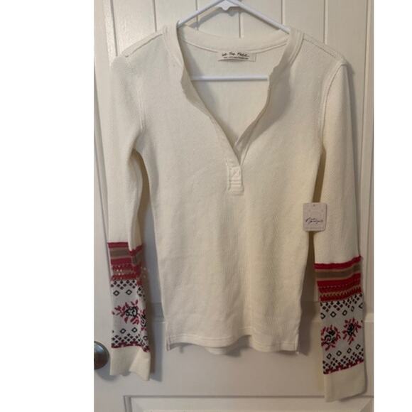 NWT Free People Mikah Layering Cuff Long Sleeve in Cream Combo S - Picture 4 of 7
